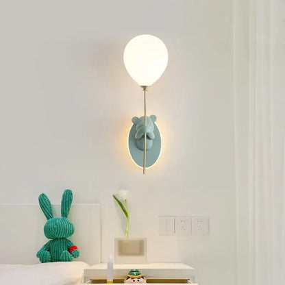 Gold cartoon bear balloon wall lamp for children's bedroom