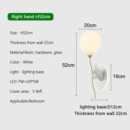 Gold cartoon bear balloon wall lamp for children's bedroom