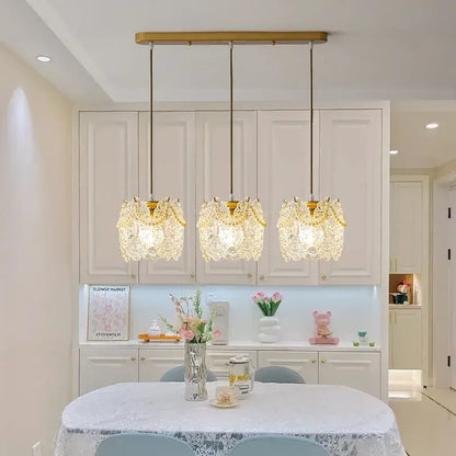 Gold carved glass pearl chandelier for dining room