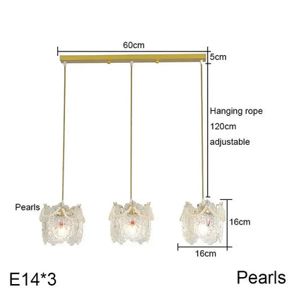 Gold carved glass pearl chandelier for dining room