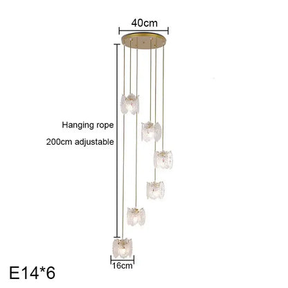 Gold carved glass pearl chandelier for dining room