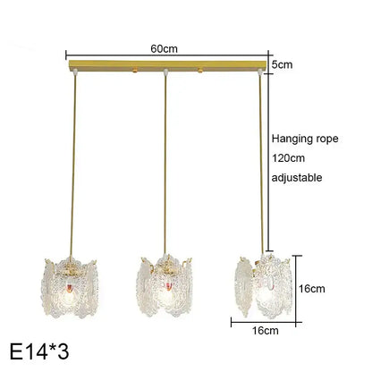 Gold carved glass pearl chandelier for dining room