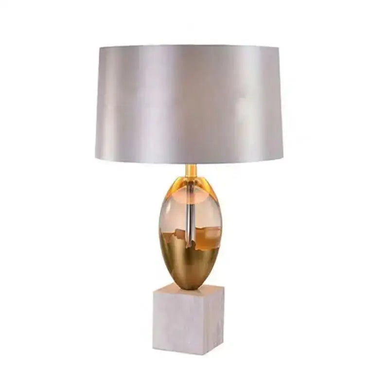 Gold ceramic crystal fabric table lamp for bedroom with marble base