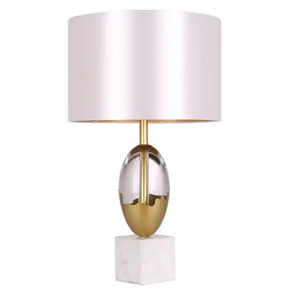Gold ceramic crystal fabric table lamp for bedroom with marble base