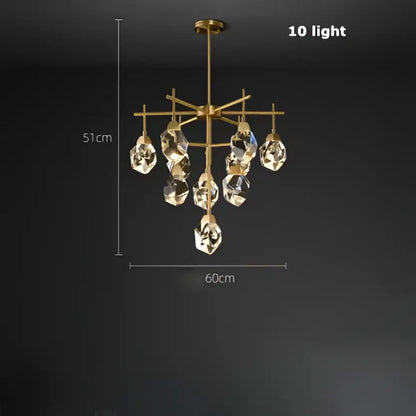 Gold circular diamond crystal stone lustre chandelier dining room