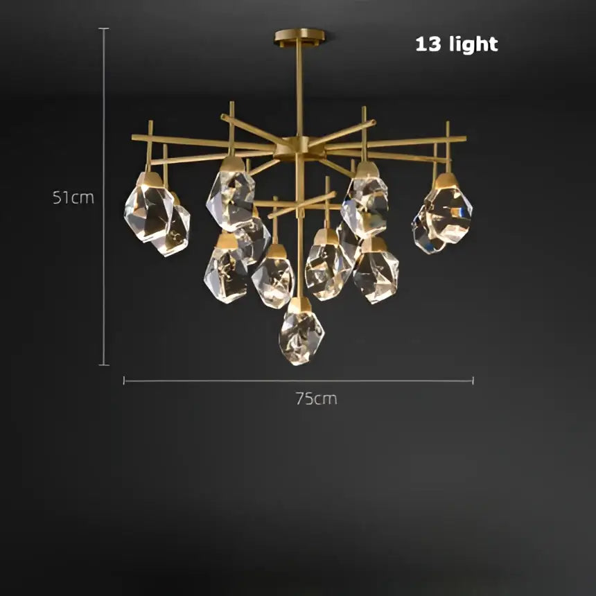 Gold circular diamond crystal stone lustre chandelier dining room