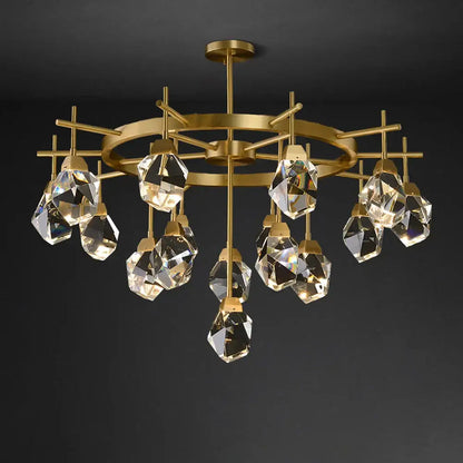 Gold circular diamond crystal stone lustre chandelier dining room