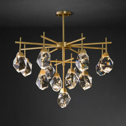 Gold circular diamond crystal stone lustre chandelier dining room
