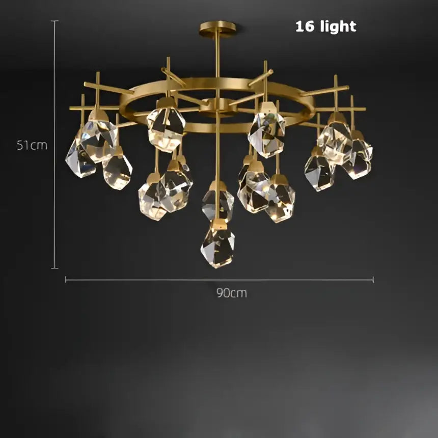 Gold circular diamond crystal stone lustre chandelier dining room