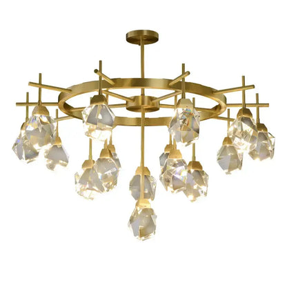 Gold circular diamond crystal stone lustre chandelier dining room