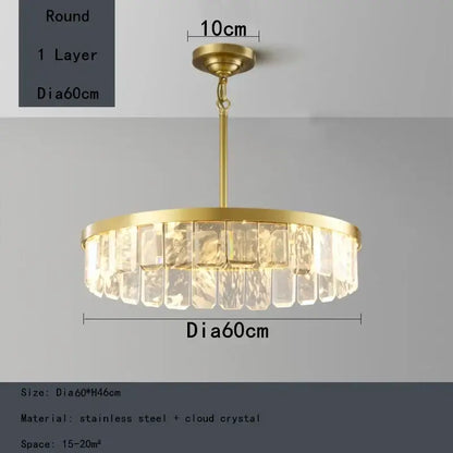 Gold cloud mist crystal chandelier dining room pendant light