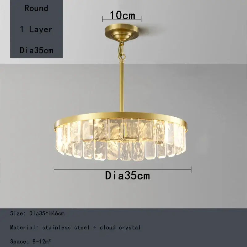 Gold cloud mist crystal chandelier dining room pendant light