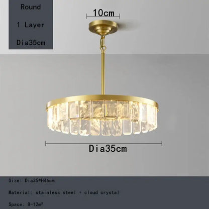 Gold cloud mist crystal chandelier dining room pendant light