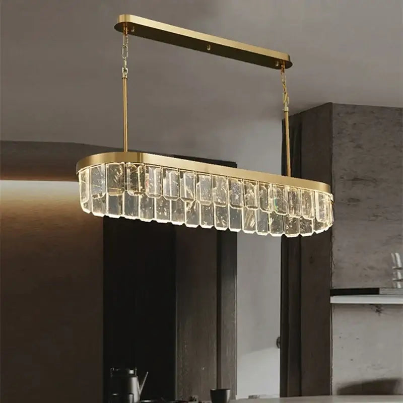 Gold cloud mist crystal chandelier dining room pendant light