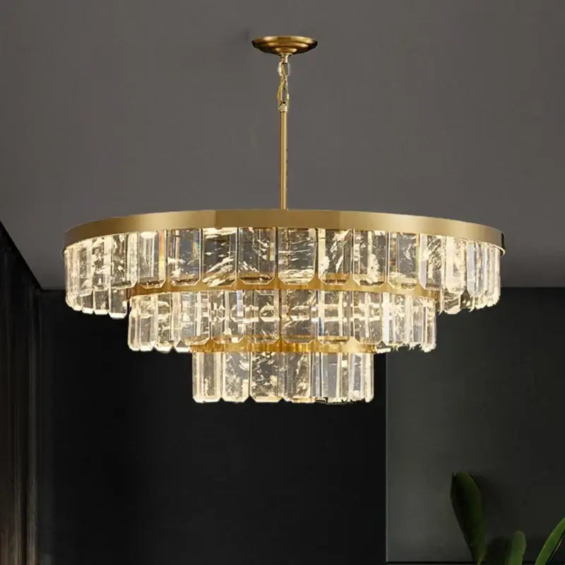 Gold cloud mist crystal chandelier dining room pendant light