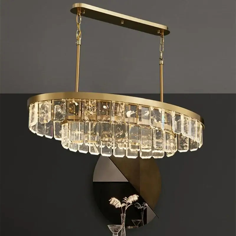 Gold cloud mist crystal chandelier dining room pendant light