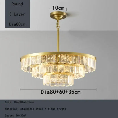 Gold cloud mist crystal chandelier dining room pendant light