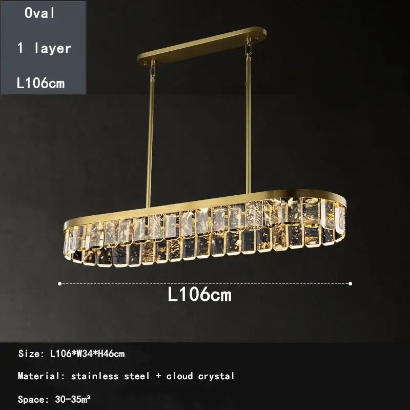 Gold cloud mist crystal chandelier dining room pendant light