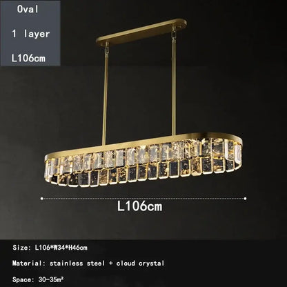 Gold cloud mist crystal chandelier dining room pendant light