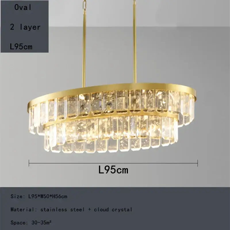 Gold cloud mist crystal chandelier dining room pendant light