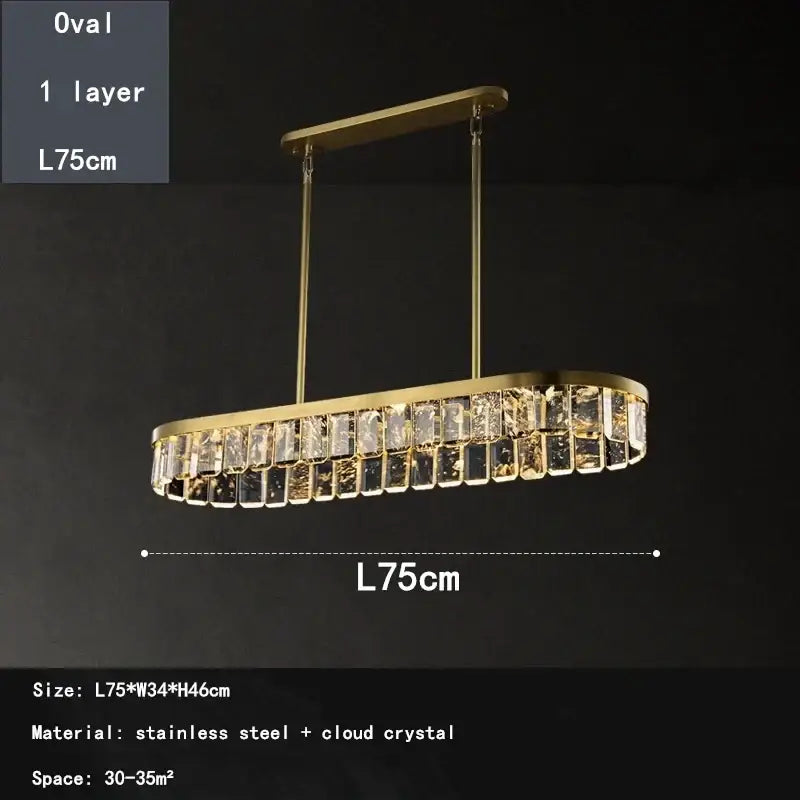 Gold cloud mist crystal chandelier dining room pendant light