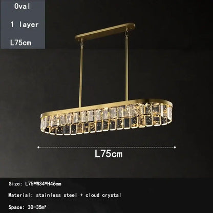 Gold cloud mist crystal chandelier dining room pendant light