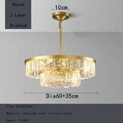 Gold cloud mist crystal chandelier dining room pendant light