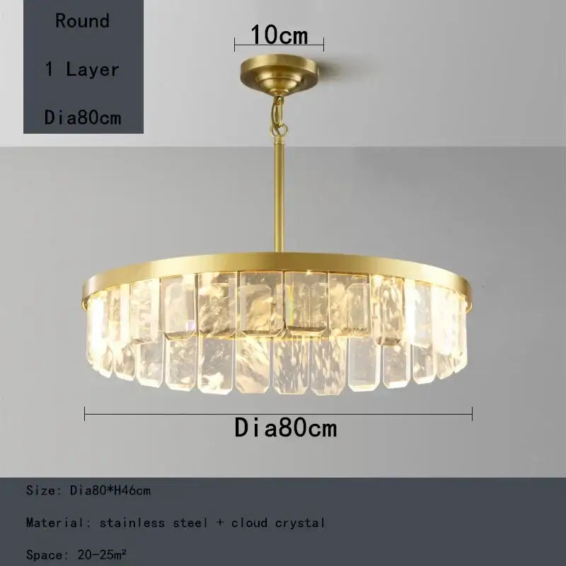 Gold cloud mist crystal chandelier dining room pendant light