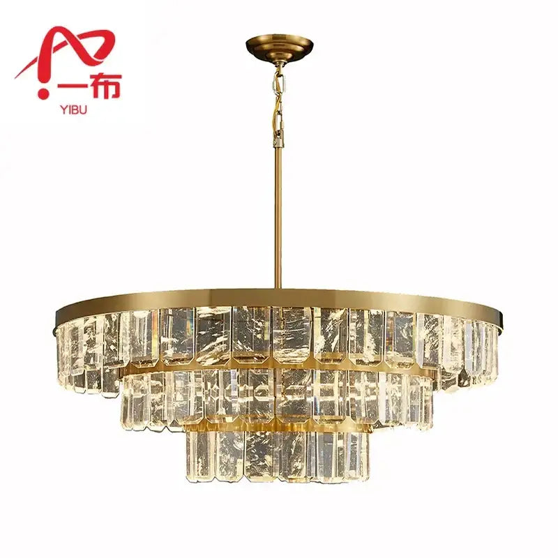 Gold cloud mist crystal chandelier dining room pendant light