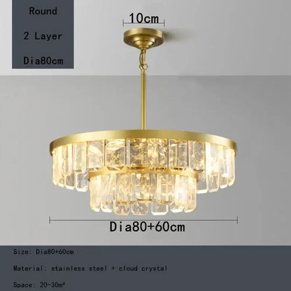 Gold cloud mist crystal chandelier dining room pendant light