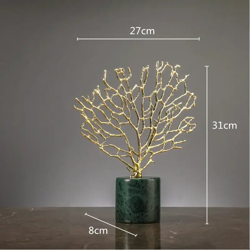 Gold coral crystal tree glass sculptures living room decor