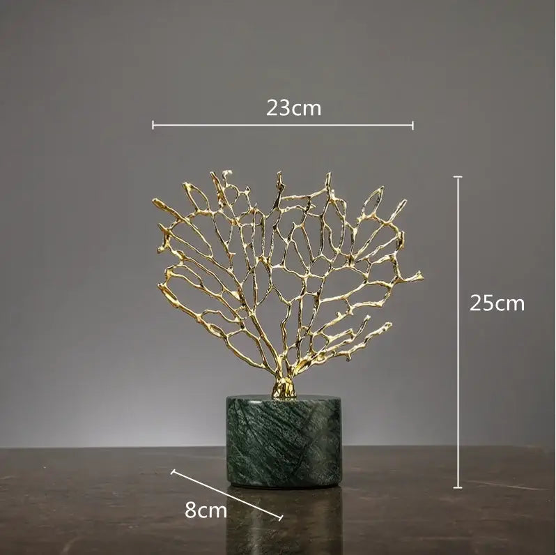 Gold coral crystal tree glass sculptures living room decor
