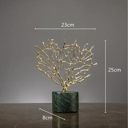 Gold coral crystal tree glass sculptures living room decor