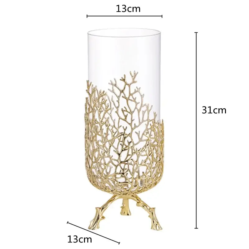 Gold coral crystal tree glass sculptures living room decor