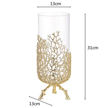 Gold coral crystal tree glass sculptures living room decor