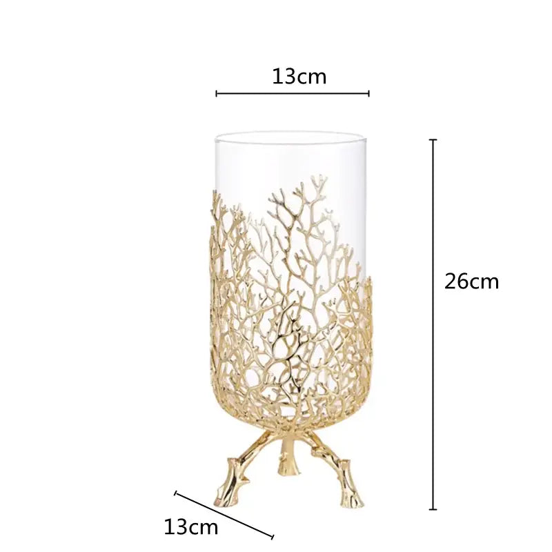 Gold coral crystal tree glass sculptures living room decor