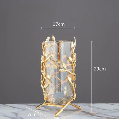 Gold coral crystal tree glass sculptures living room decor