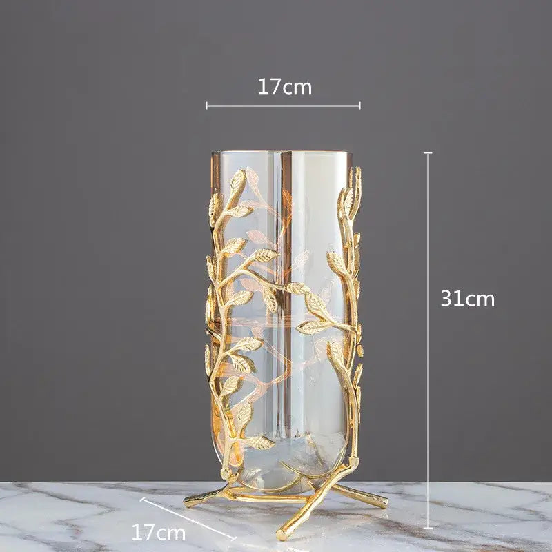 Gold coral crystal tree glass sculptures living room decor