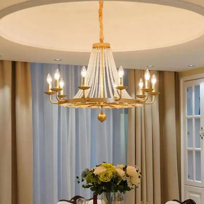 Gold country candle crystal chandelier dining room pendant light