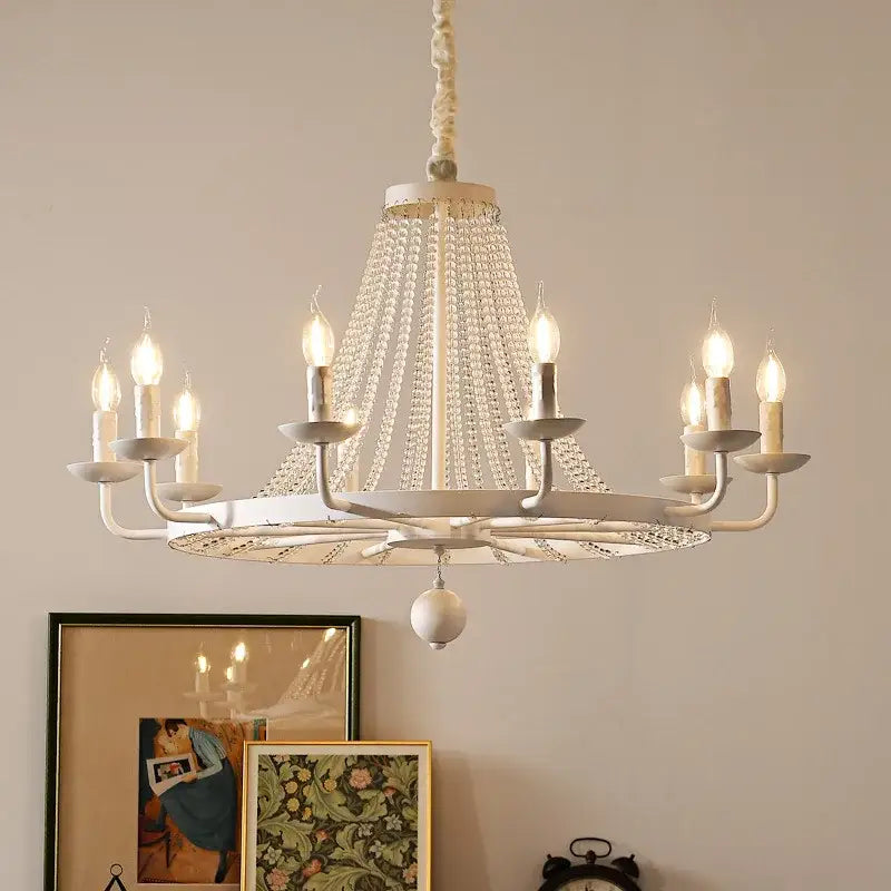 Gold country candle crystal chandelier dining room pendant light