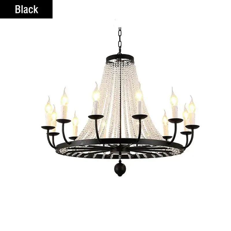 Gold country candle crystal chandelier dining room pendant light