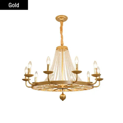 Gold country candle crystal chandelier dining room pendant light