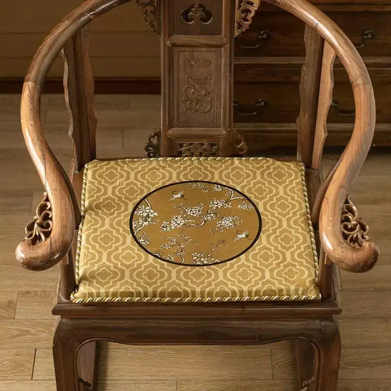 Gold crane birds branches lumbar pillow case living room cushion