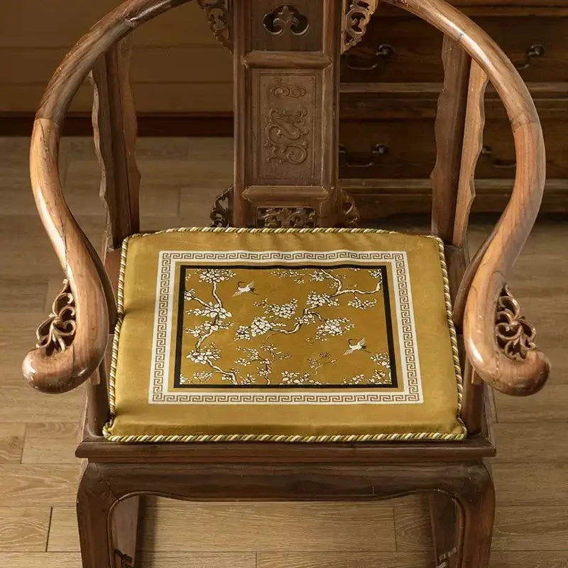 Gold crane birds branches lumbar pillow case living room cushion