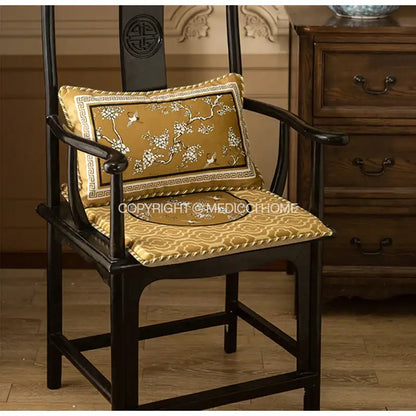 Gold crane birds branches lumbar pillow case living room cushion