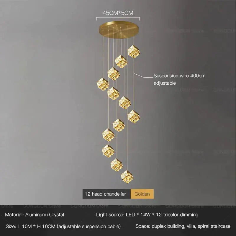 Gold crystal bedside chandelier wall light for bedroom