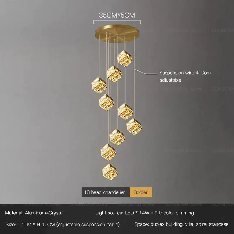 Gold crystal bedside chandelier wall light for bedroom