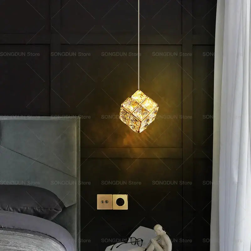 Gold crystal bedside chandelier wall light for bedroom
