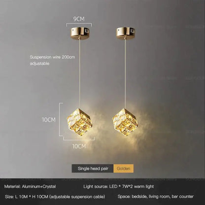 Gold crystal bedside chandelier wall light for bedroom