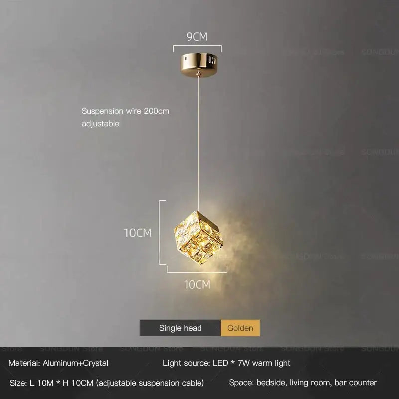 Gold crystal bedside chandelier wall light for bedroom